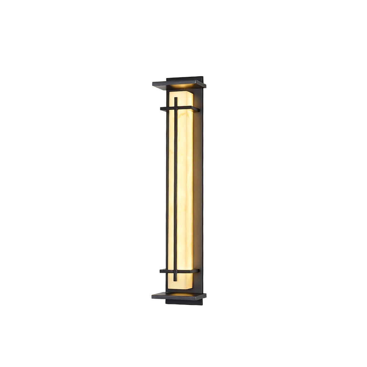 Outdoor wall lamp with a vertical rectangular panel