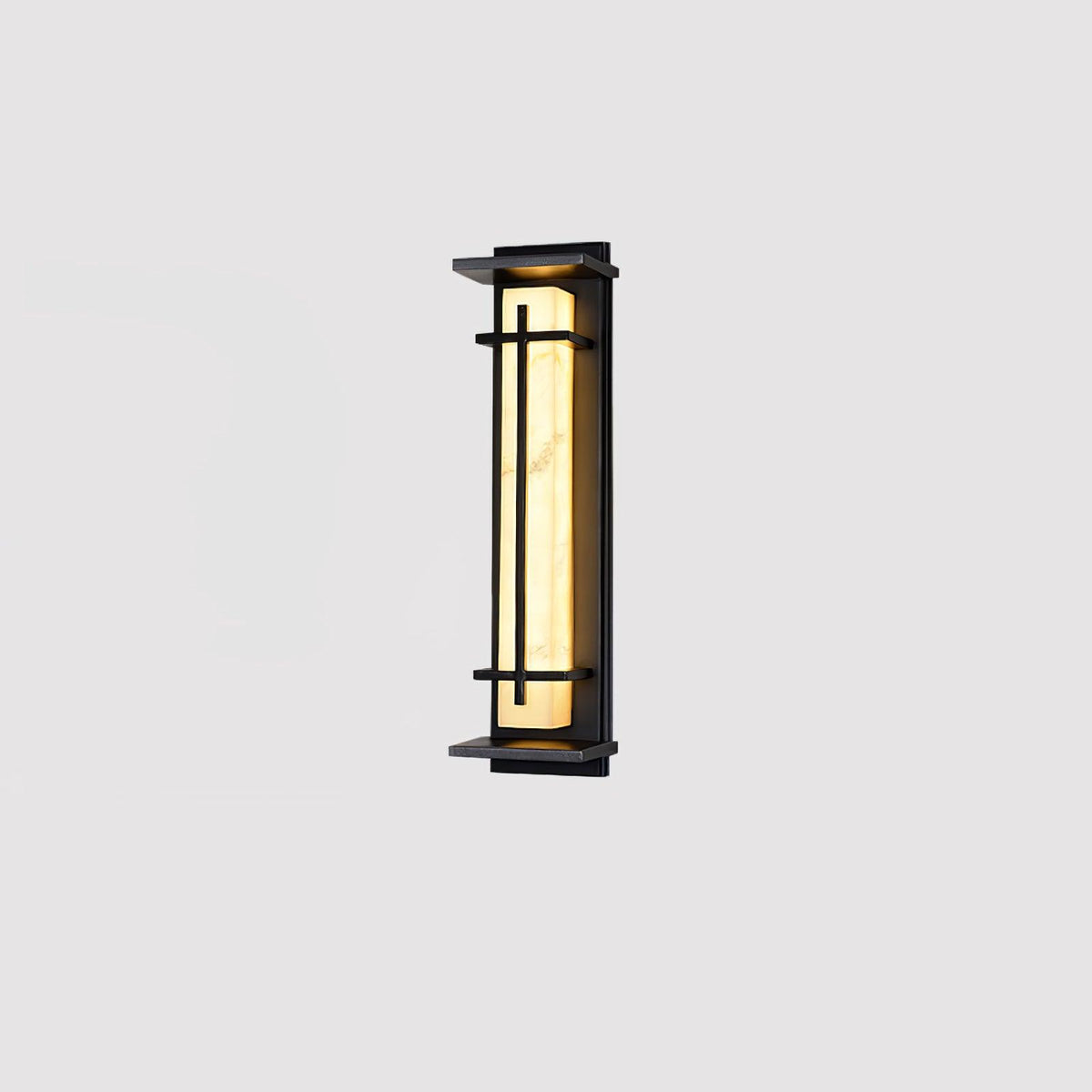 Outdoor wall lamp with a vertical rectangular panel