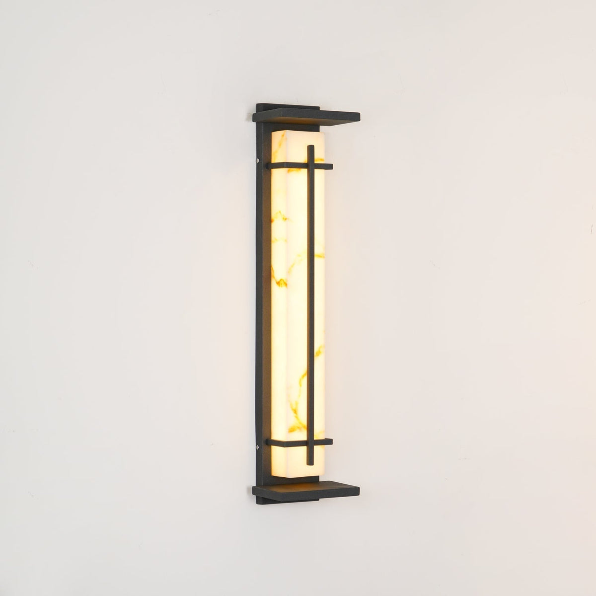 Outdoor wall lamp with a vertical rectangular panel