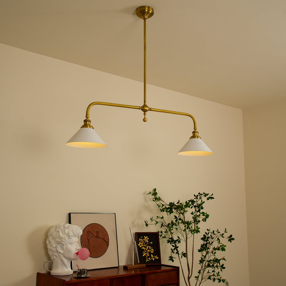 Lampa wisząca z dwoma kloszami metal szkło
