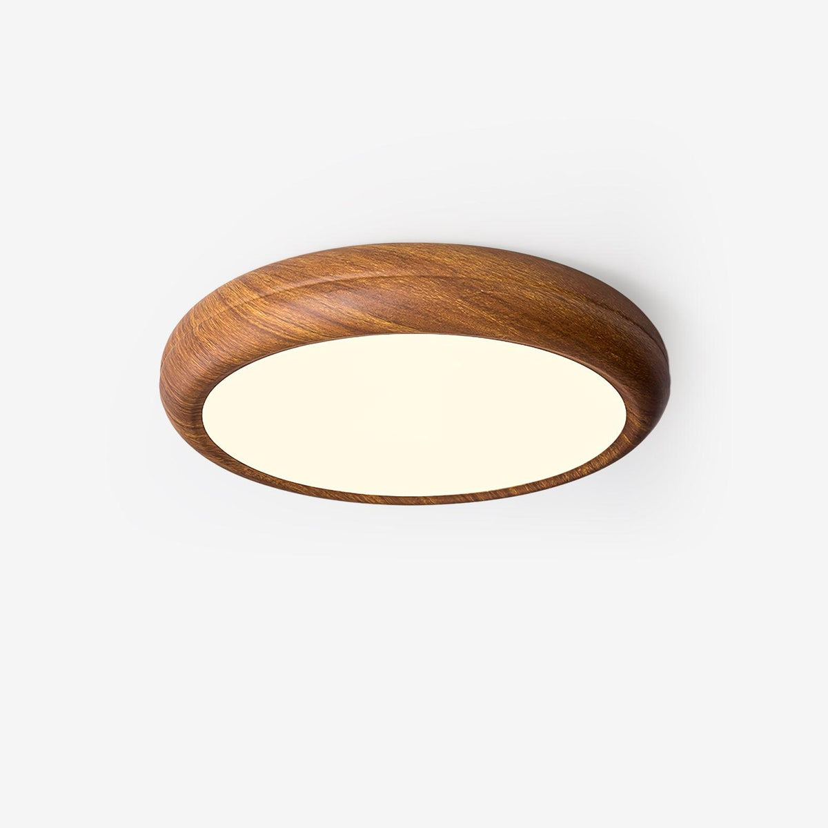 Lampa sufitowa okrągła z efektem słojów drewna