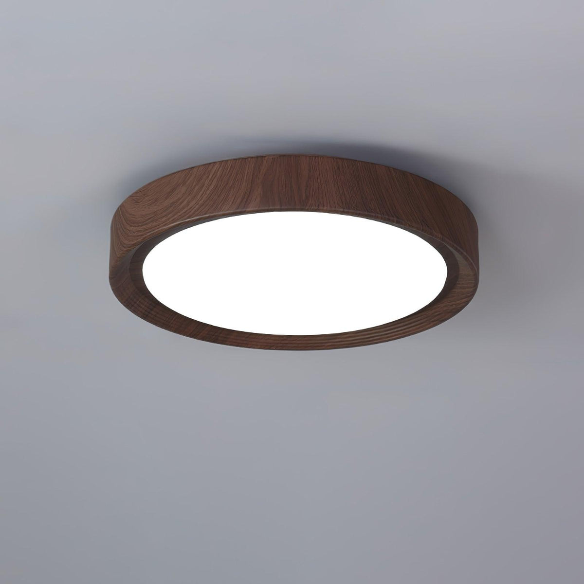 Lampa sufitowa okrągła z efektem słojów drewna