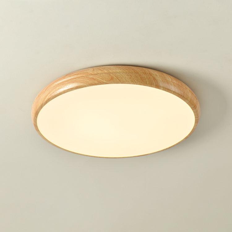 Lampa sufitowa okrągła z efektem słojów drewna
