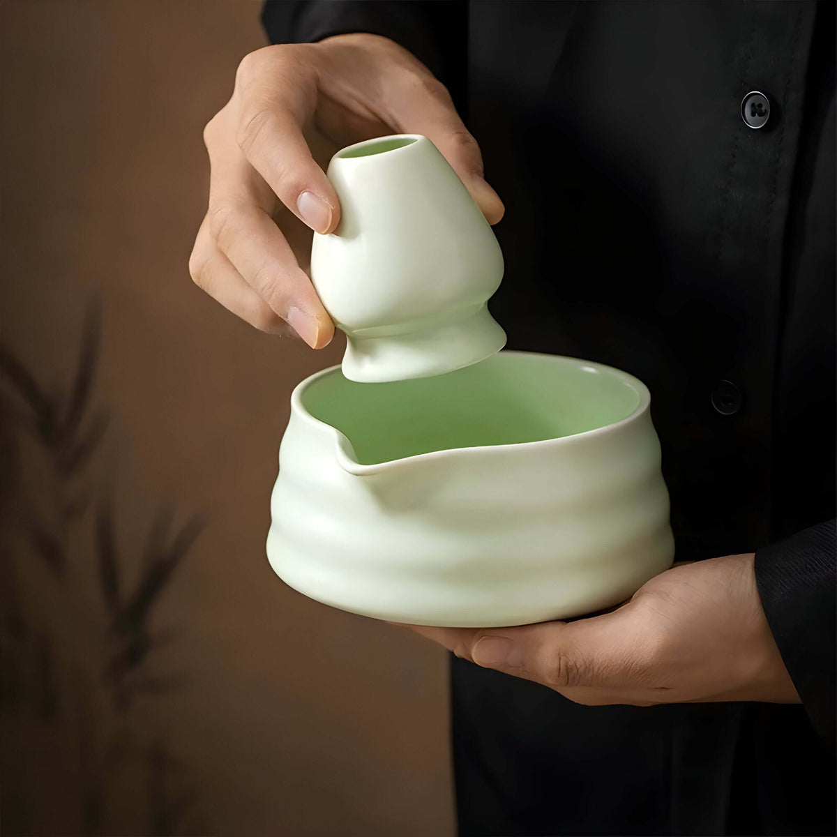 Keramische matcha theeset met kom