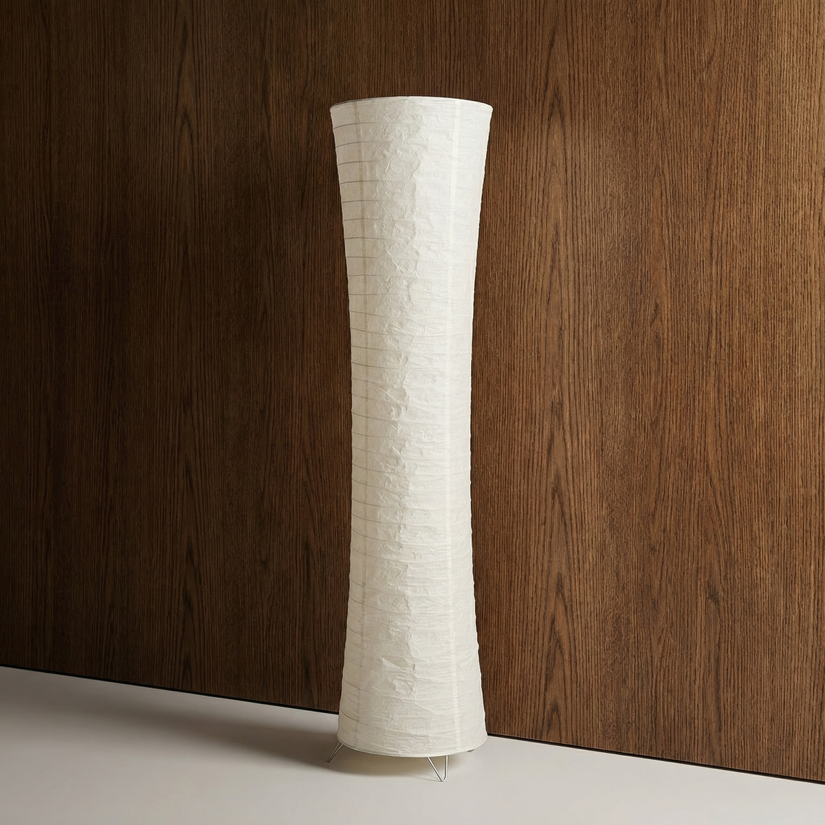 Wabi Sabi LED-vloerlamp met golvende papieren kap