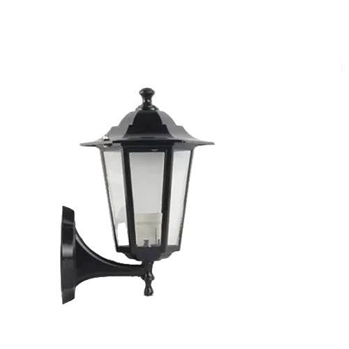 Tradycyjna lampa ścienna zewnętrzna z czujnikiem ruchu w czarnym wykończeniu