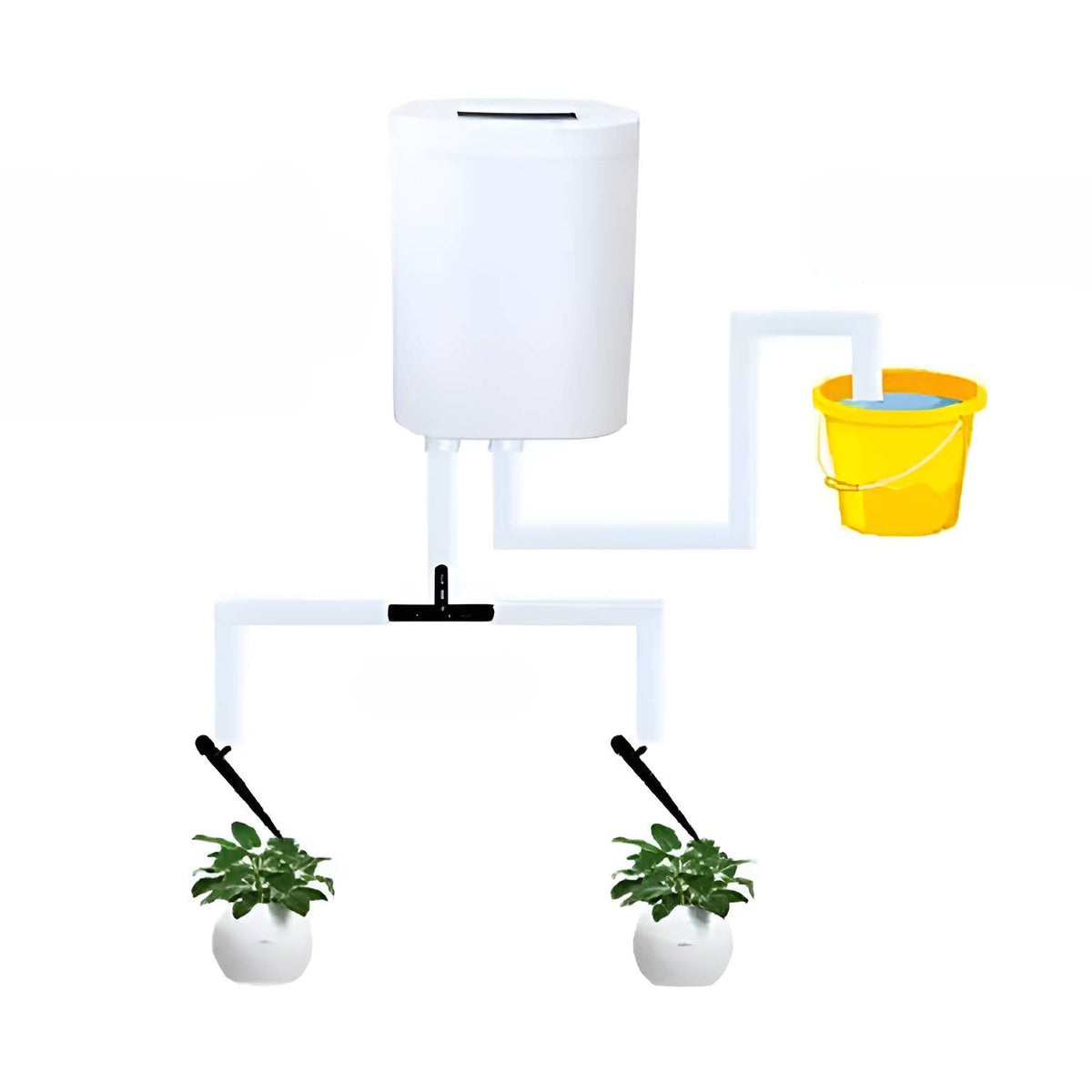 Plant watering set with automatic pump and tubes