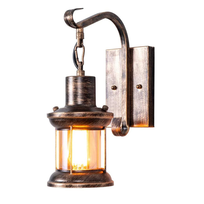 Metalowa lampa ścienna wisząca z kloszem szklanym