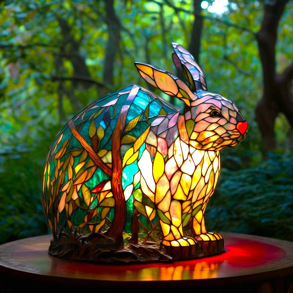 Estetyczna lampa stołowa witrażowa o wyglądzie szkła w kształcie zwierzęcia