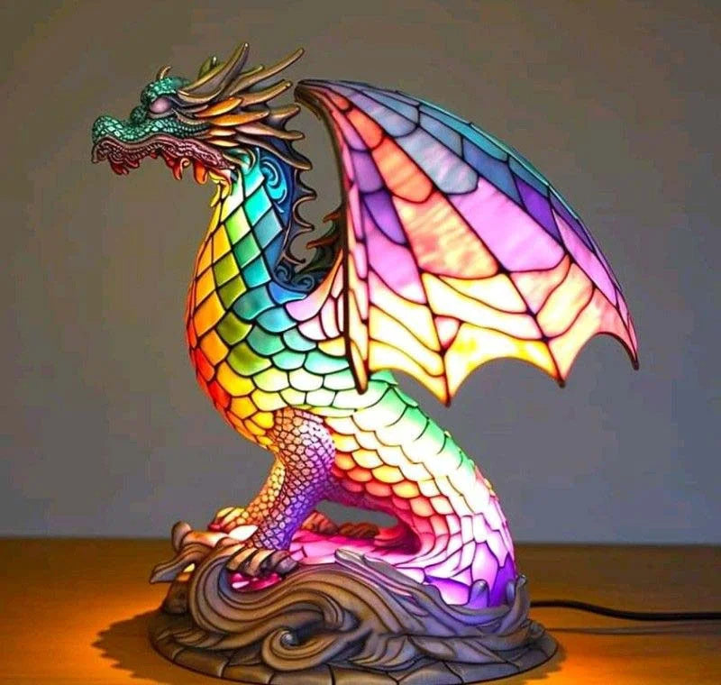 Estetyczna lampa stołowa witrażowa o wyglądzie szkła w kształcie zwierzęcia