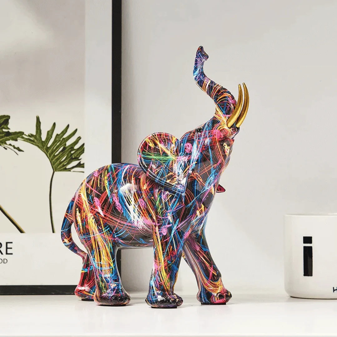 Colorful elephant figurine modern resin sculpture decoration