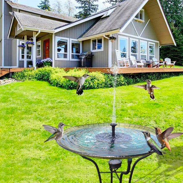 Solar fountain pump for gardens and ponds