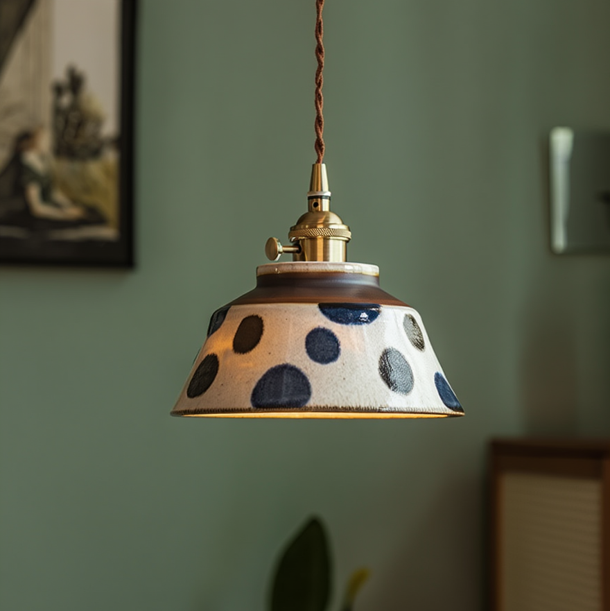 Ręcznie Malowana Ceramiczna Lampa Wisząca Dekoracyjna 14