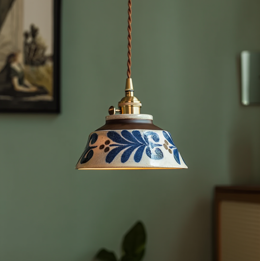 Ręcznie Malowana Ceramiczna Lampa Wisząca Dekoracyjna 15