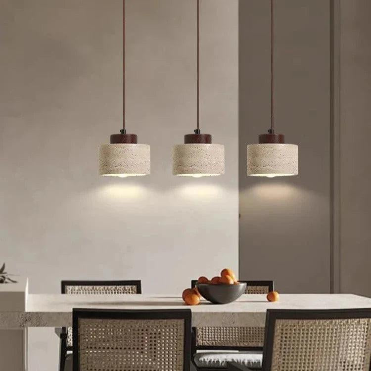 Minimalistyczna Lampa Wisząca z Travertynu Naturalnego 17