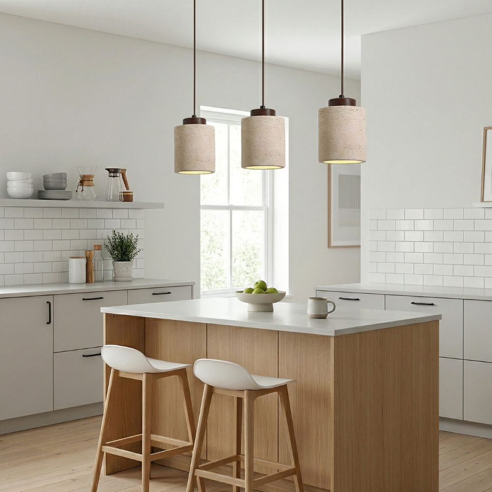 Minimalistyczna Lampa Wisząca z Travertynu Naturalnego 19