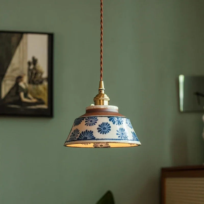 Ręcznie Malowana Ceramiczna Lampa Wisząca Dekoracyjna 1