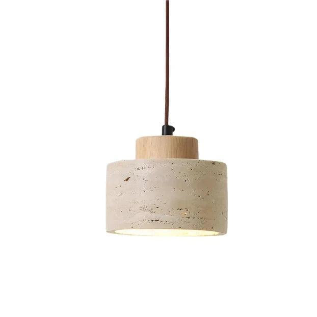Minimalistyczna Lampa Wisząca z Travertynu Naturalnego 1