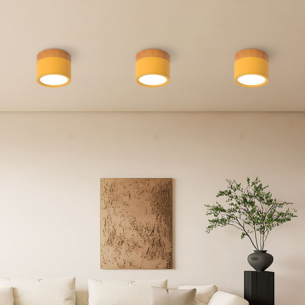 Nowoczesna lampa sufitowa z drewnianym akcentem 27
