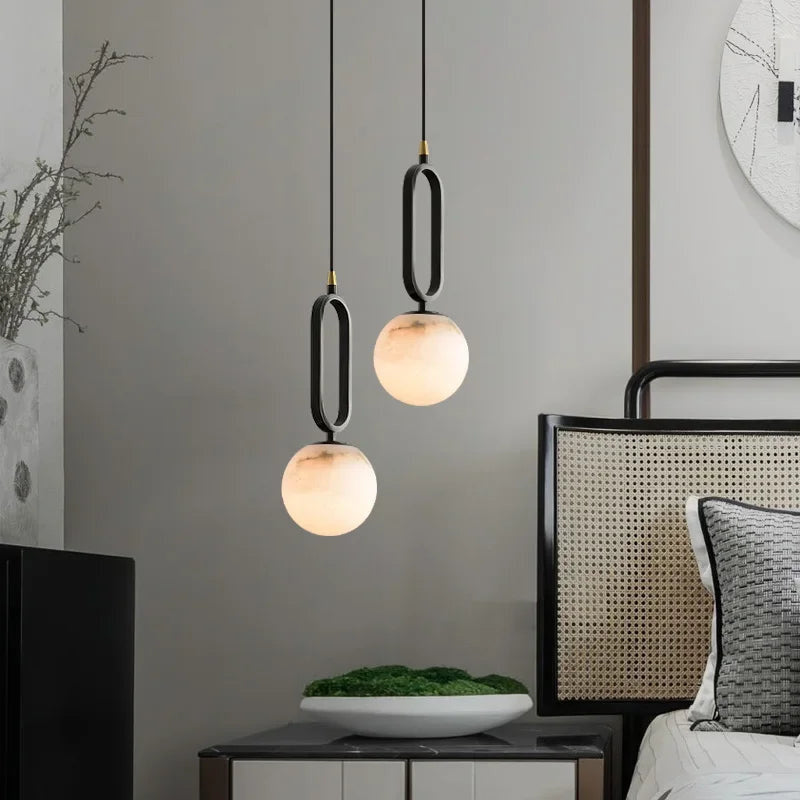 Lampa wisząca z marmuru naturalnego, nowoczesna 2