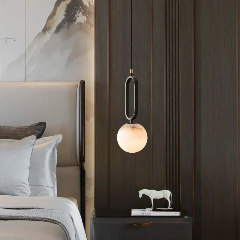 Lampa wisząca z marmuru naturalnego, nowoczesna 4