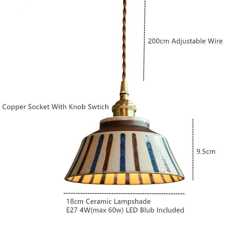 Ręcznie Malowana Ceramiczna Lampa Wisząca Dekoracyjna 6