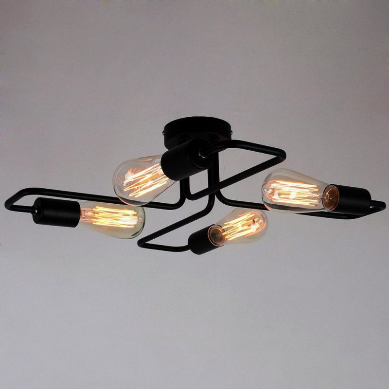 Lampa Sufitowa Metalowa Vintage 4/6/8 Żarówki Czarna 7