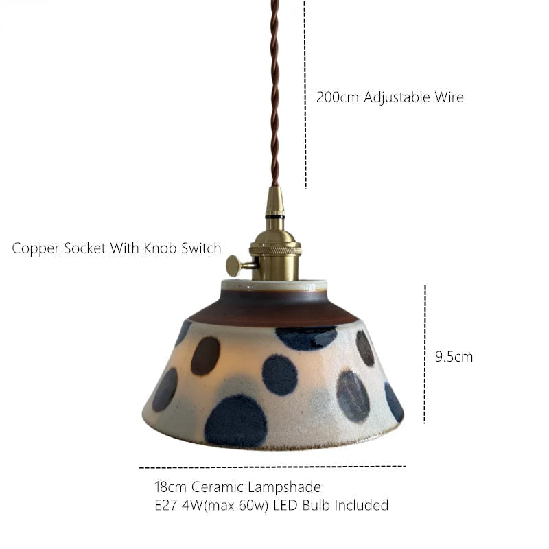 Ręcznie Malowana Ceramiczna Lampa Wisząca Dekoracyjna 8