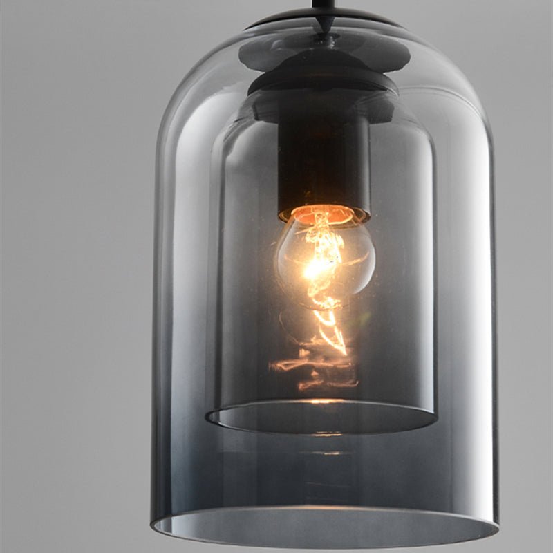 Glazen Bauhaus-hanglamp met gerookte kap