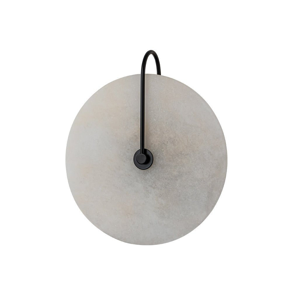 Ronde wandlamp met marmeren kap en zwart detail