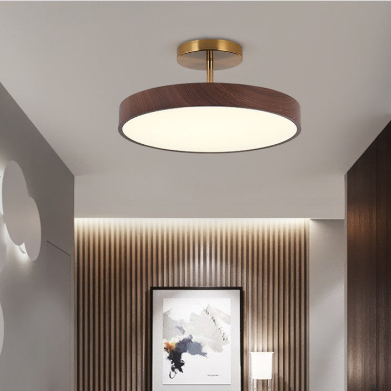 Modern Japanese round wooden LED ceiling lamp