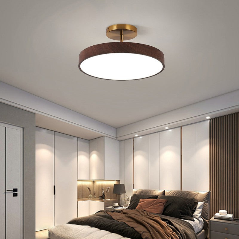 Modern Japanese round wooden LED ceiling lamp