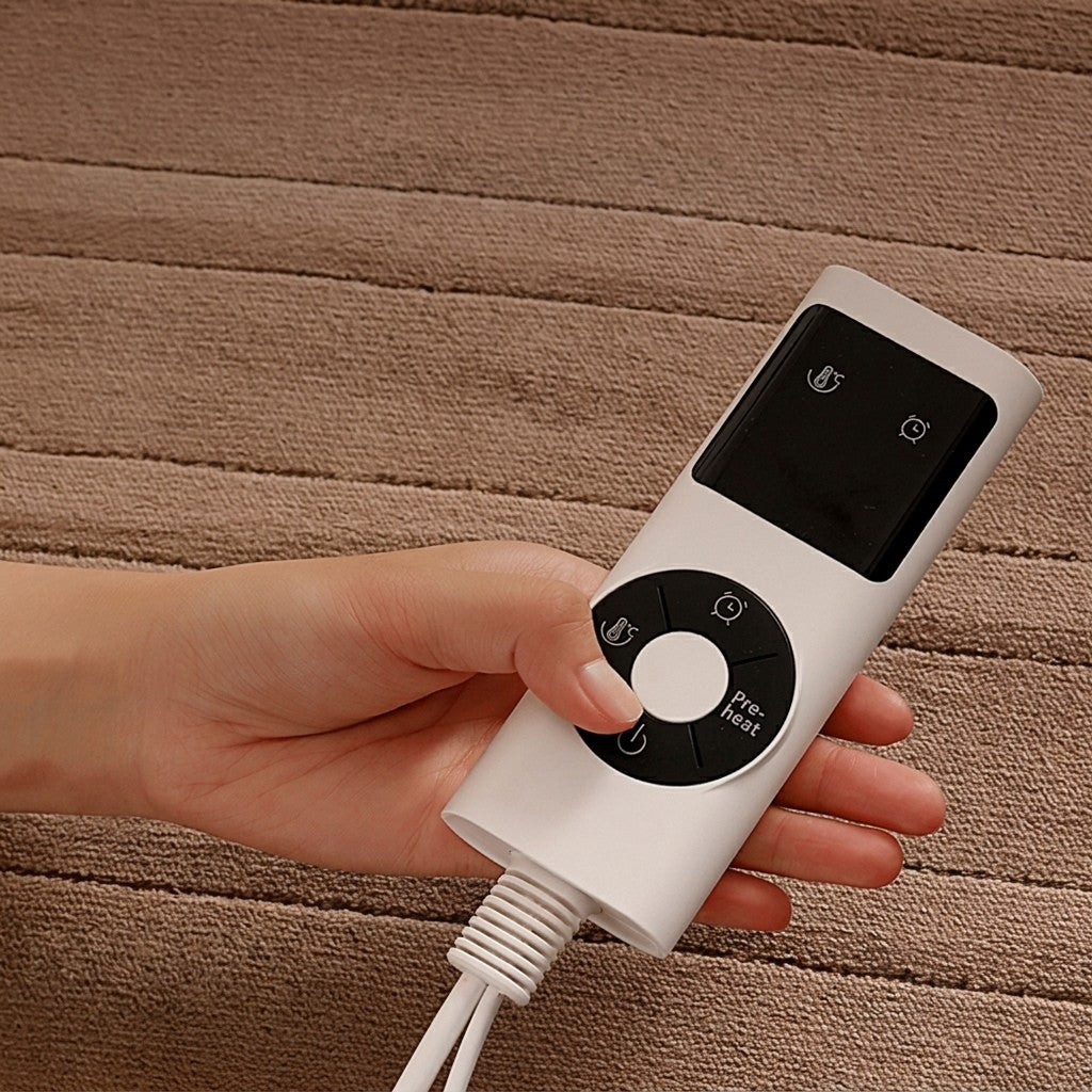 Soft electric blanket with nine heat levels and a remote control
