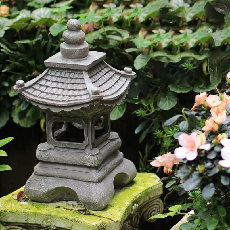 Solar­na lampa ogrodowa LED w stylu zen pagoda z efektem kamienia