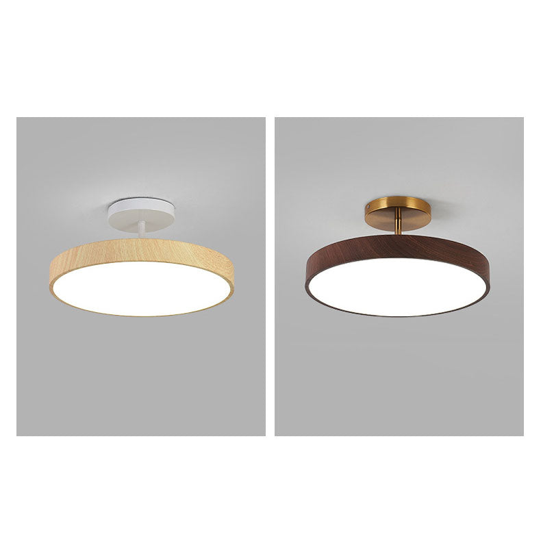 Modern Japanese round wooden LED ceiling lamp