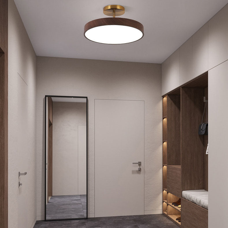 Modern Japanese round wooden LED ceiling lamp