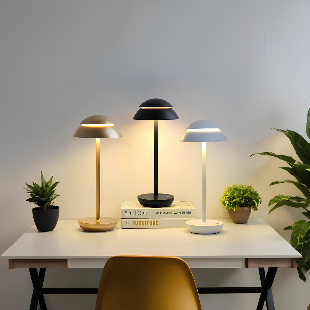 Ściemnialna skandynawska aluminiowa lampa stołowa bezprzewodowa