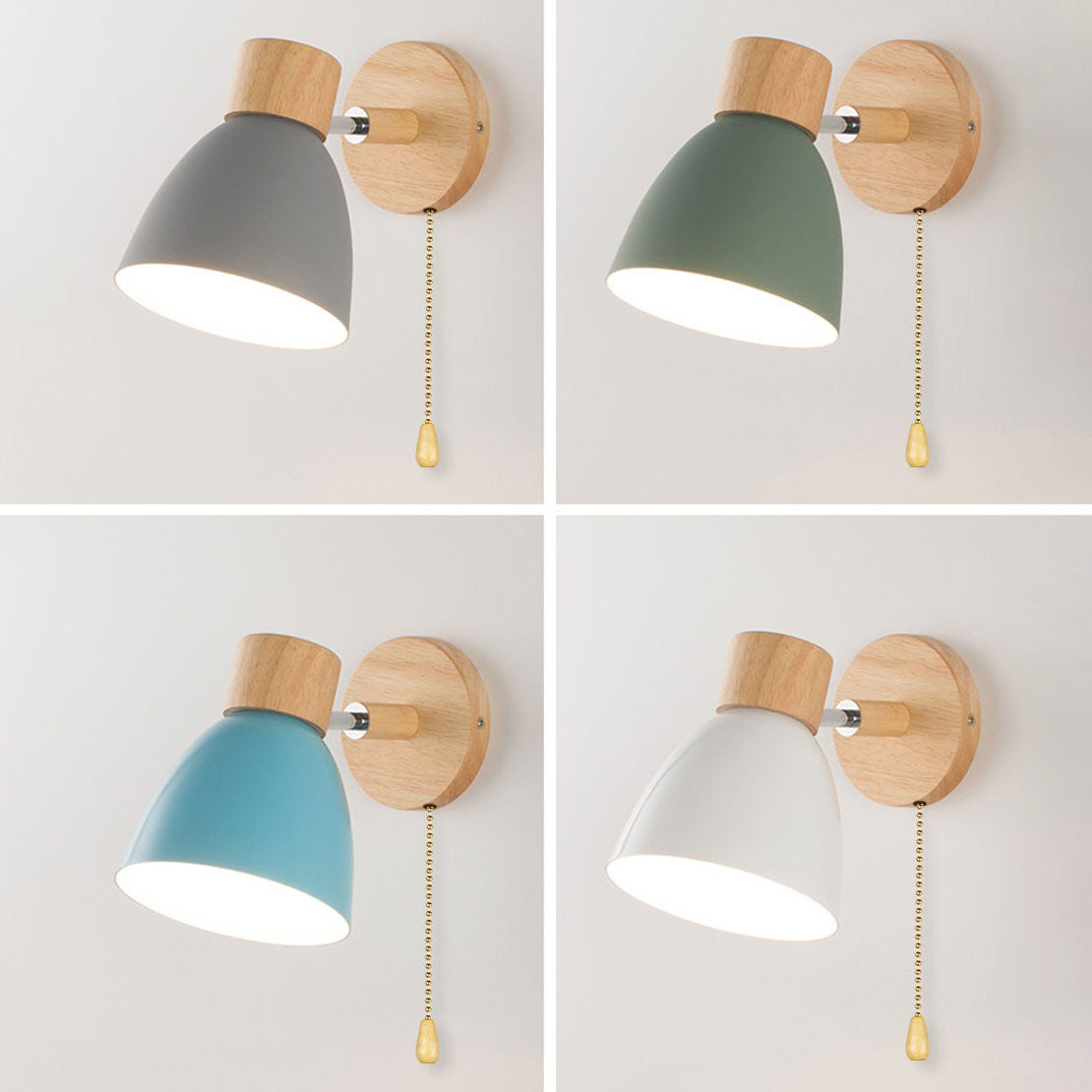 Wandlamp met schuin arm en conische kap