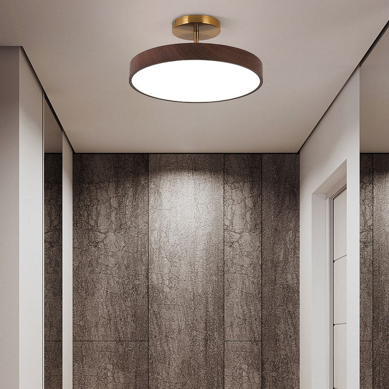 Modern Japanese round wooden LED ceiling lamp