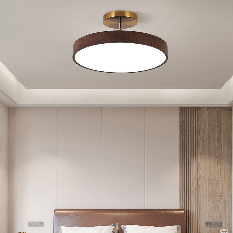 Modern Japanese round wooden LED ceiling lamp