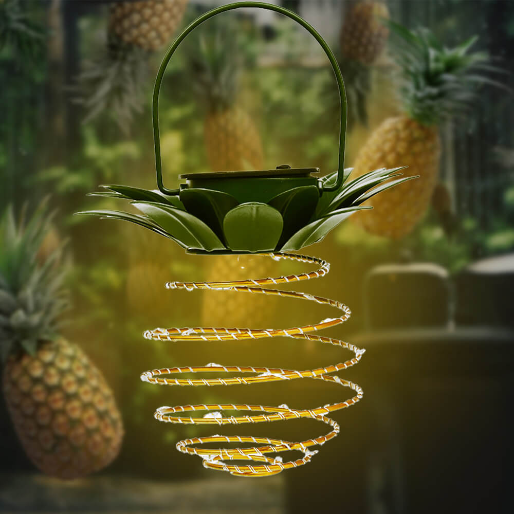 Solarna latarnia wisząca ananas ze spiralnym światłem
