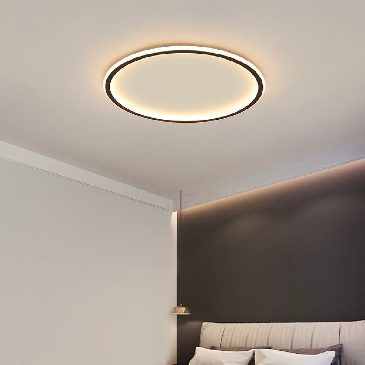 Minimalistyczna skandynawska okrągła lampa sufitowa LED