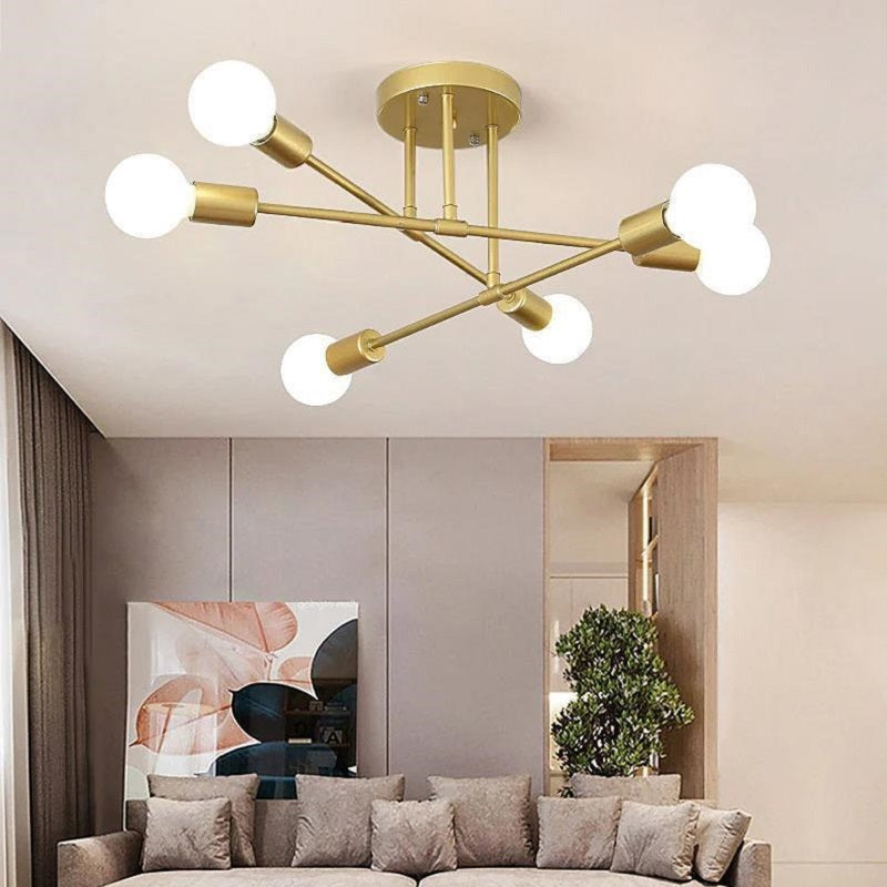 Lampa sufitowa Bauhaus z kulistymi żarówkami i rozgałęzionymi ramionami