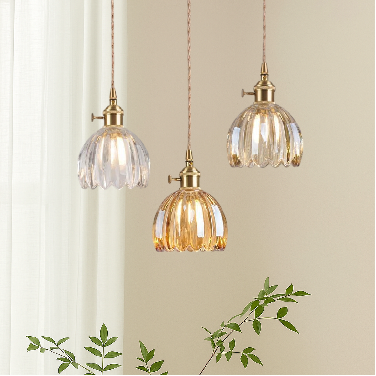Retro japońska lampa wisząca ze szkła