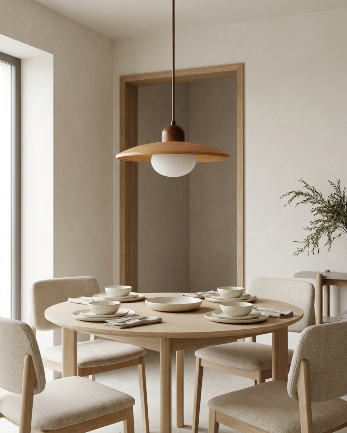 Lampa wisząca Bauhaus z okrągłym kloszem i centralną kulą