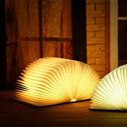 Table lamp shaped like a book with fold-out pages