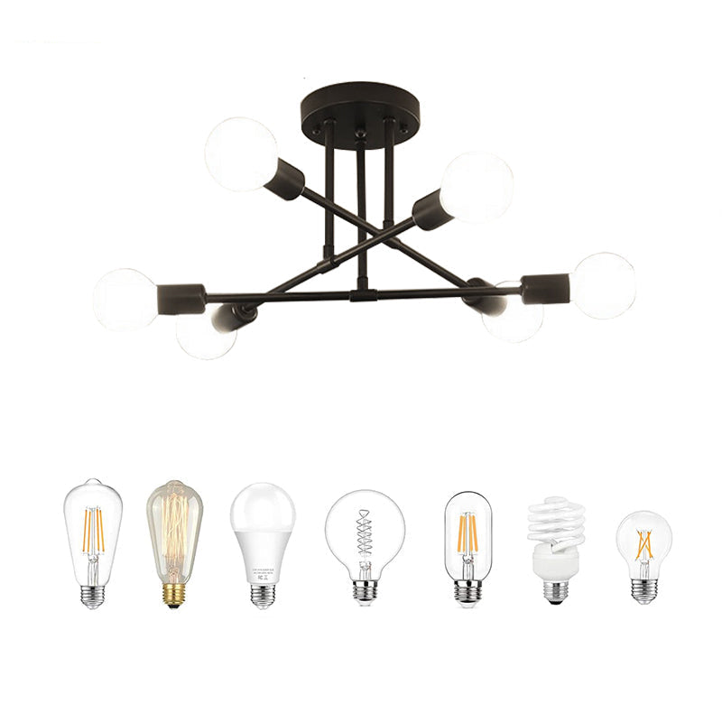 Lampa sufitowa Bauhaus z kulistymi żarówkami i rozgałęzionymi ramionami