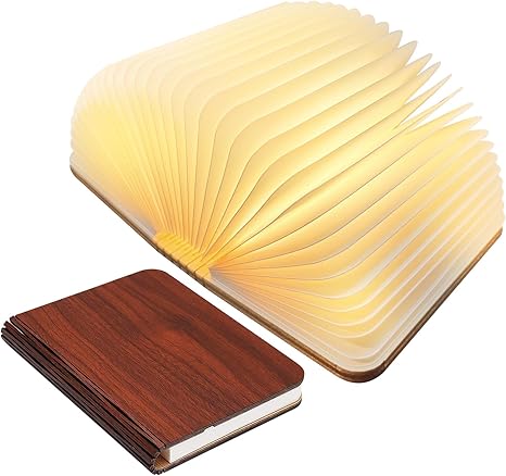 Table lamp shaped like a book with fold-out pages