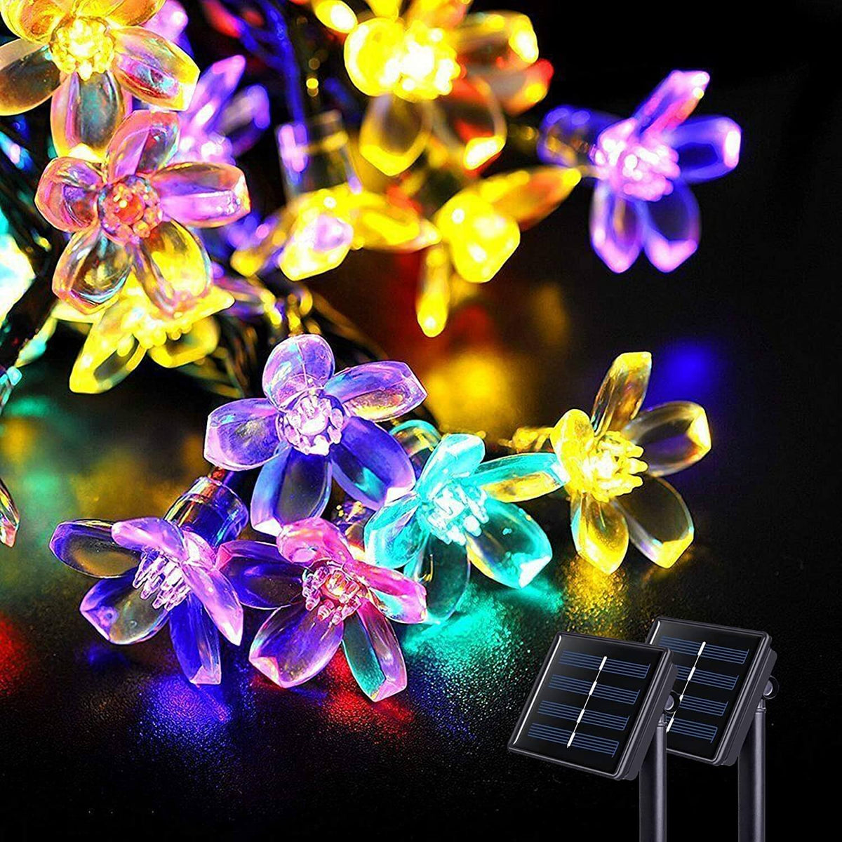 Solarna girlanda świetlna kwiaty kolorowe