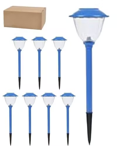 Zestaw ośmiu solarnych lamp ścieżkowych ze stali nierdzewnej